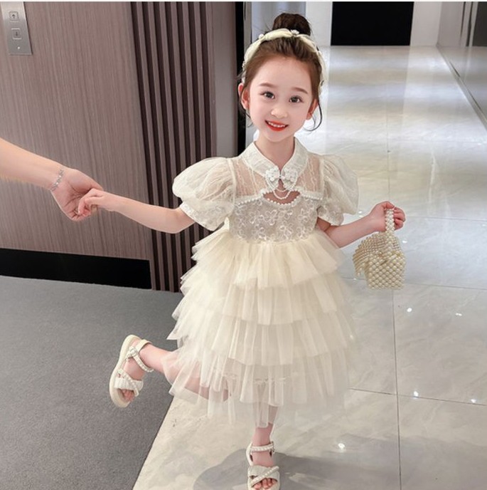 Luxury Princess Lace Puff Sleeve Tulle Party Dress