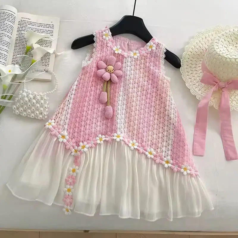 Summer children dress with hat Korean style fashionable princess dress